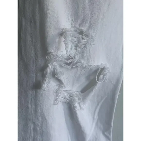 AGOLDE white distressed '90s Ripped mid rise relaxed straight leg denim jeans - Picture 7 of 12